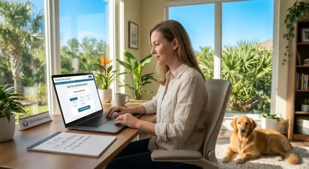 Florida resident scheduling an online ESA evaluation