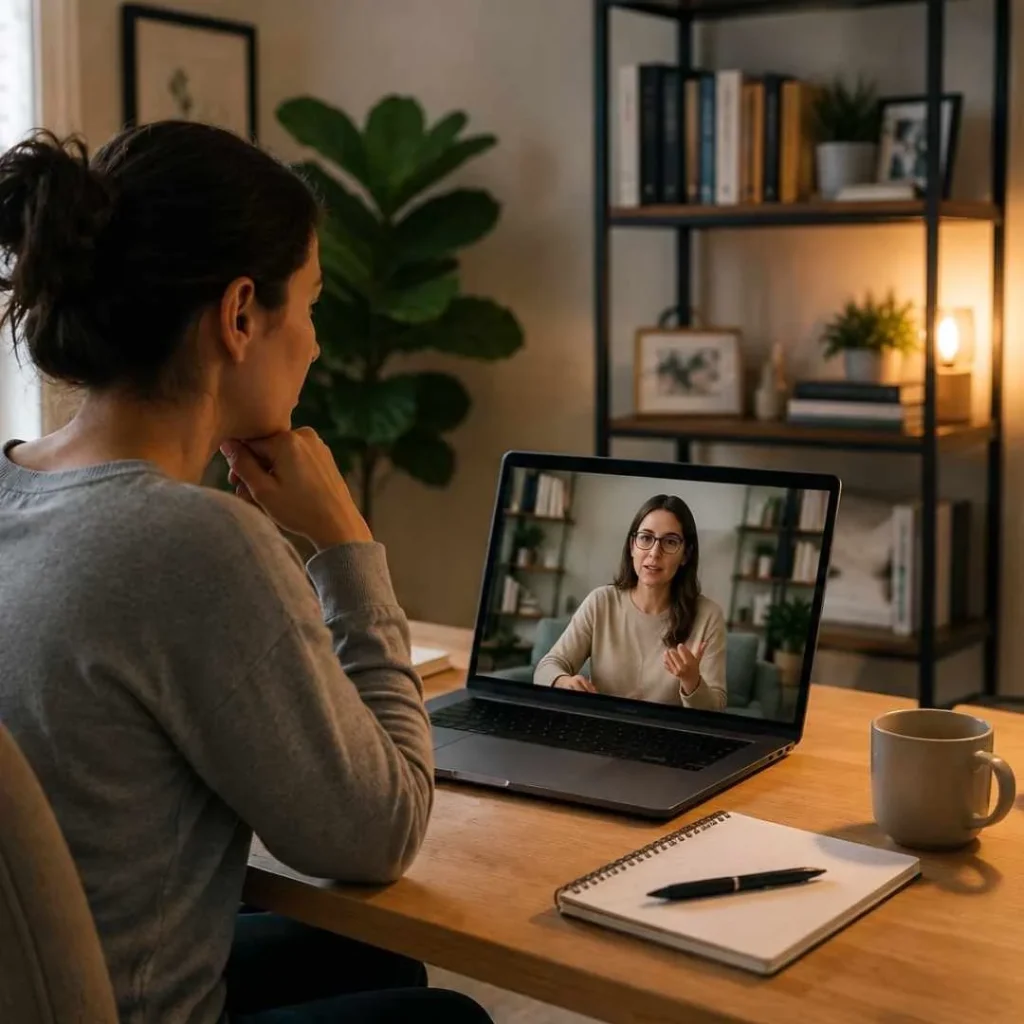 Online CBT therapy session for anxiety relief in Miami.